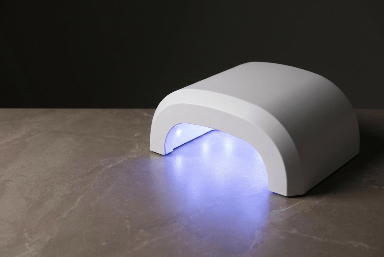 Professional UV LED nail lamp during gel curing