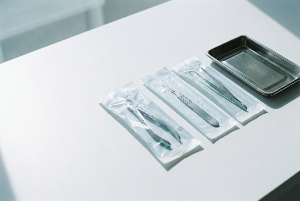 Nail salon hygiene: sealed sterilisation pouches with instruments