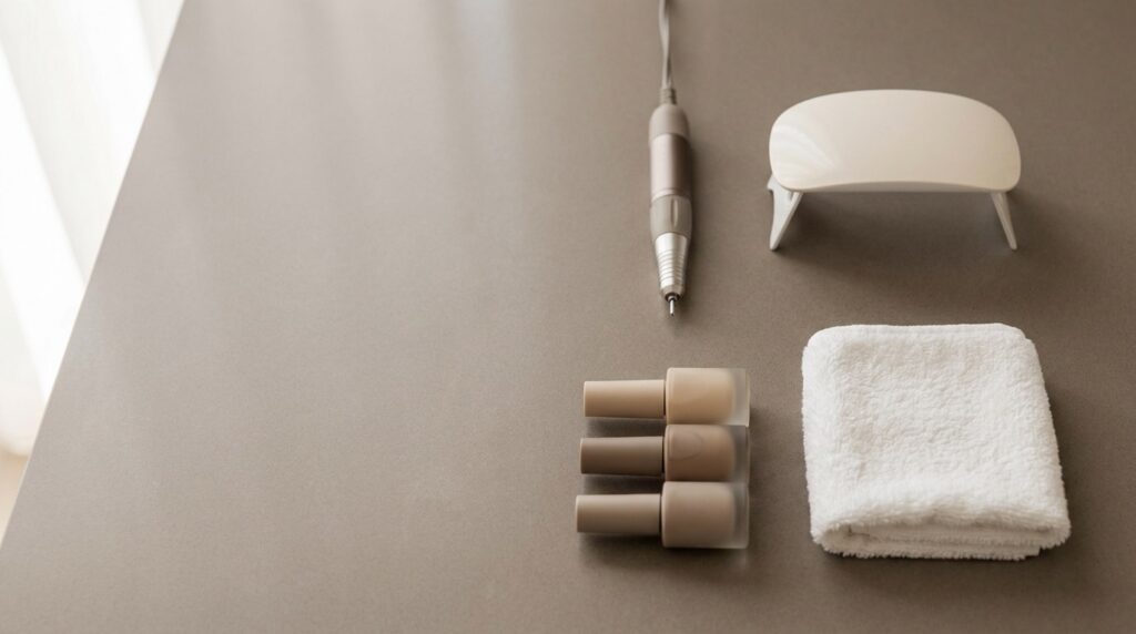 Nail tech startup costs: a starter equipment set laid out
